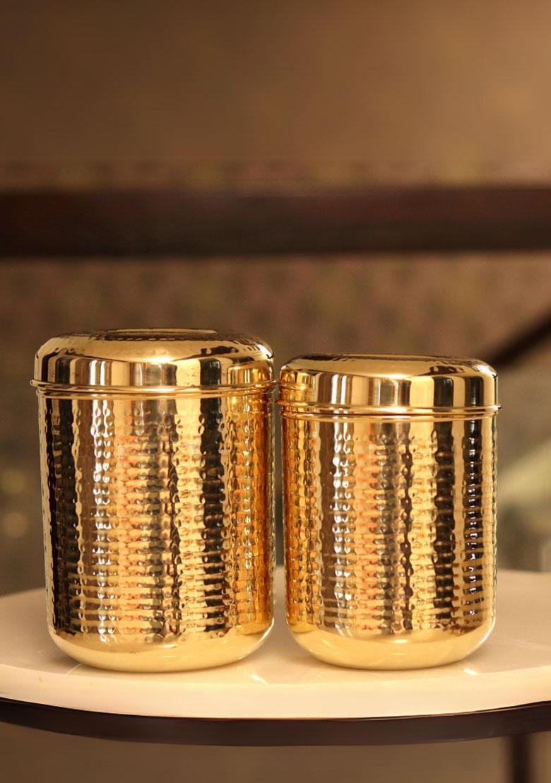 Gold Brass Dabba Container 2.5L