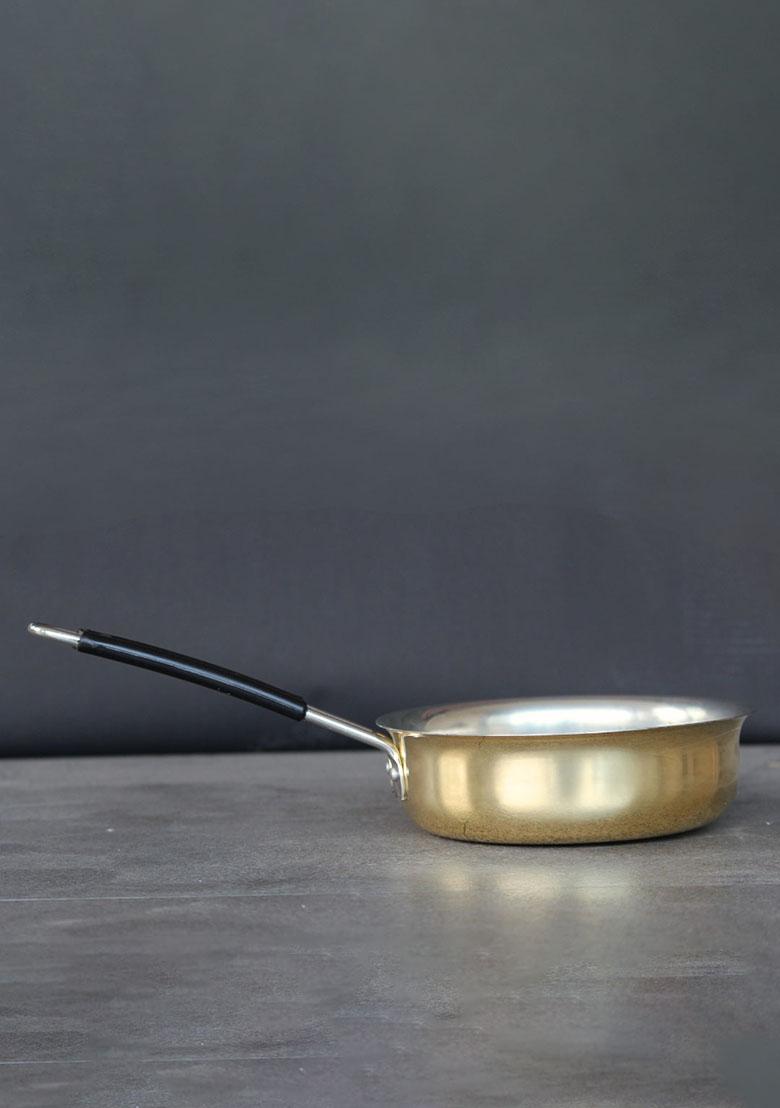 Gold Brass Fry Pan With Kalai 1Ltr