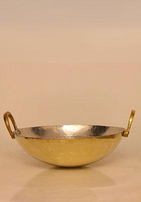 Gold Brass Kadahi With Kalai 1.5L