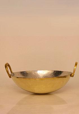 Gold Brass Kadahi With Kalai 3L