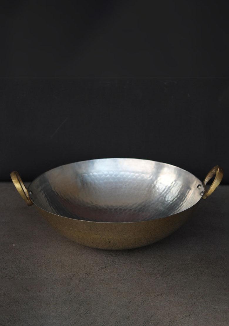 Gold Brass Kadahi With Kalai 3L