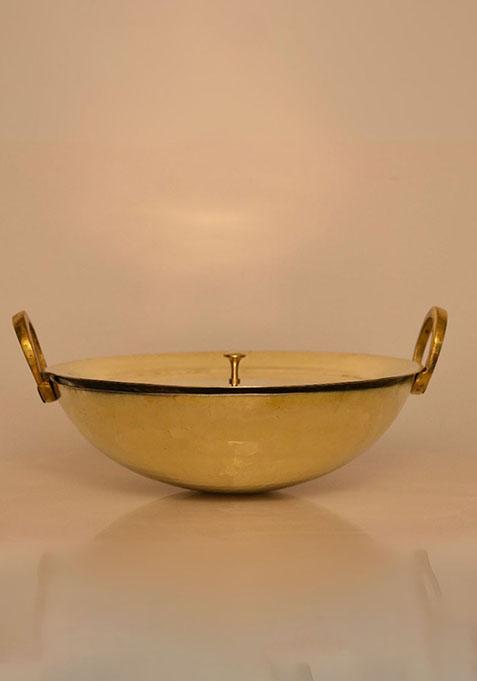 Gold Brass Kadahi With Lid 1.5L