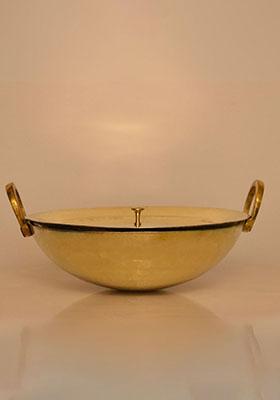Gold Brass Kadahi With Lid 3L