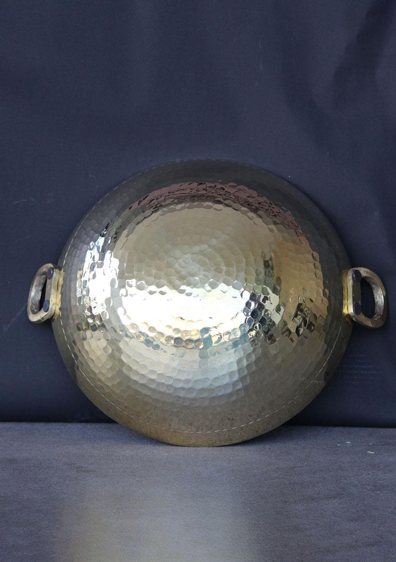 Gold Brass Kadahi With Lid 3L