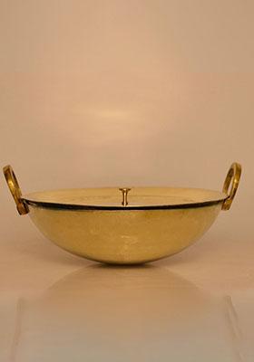 Gold Brass Kadahi With Lid 5L