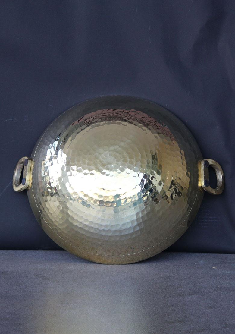 Gold Brass Kadahi With Lid 5L