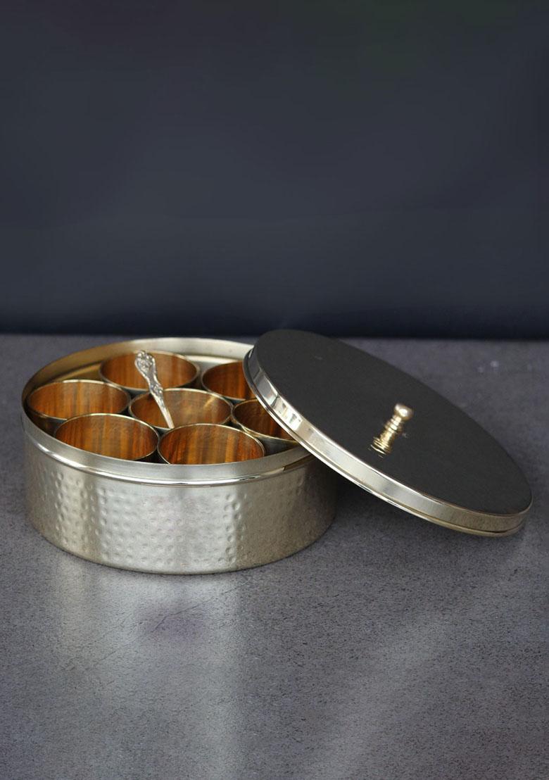 Gold Brass Masala Daani Spice Box