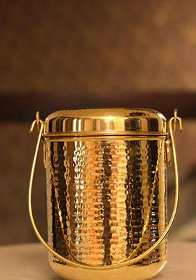Gold Brass Milkpot With Dolu and Milk Can 1L