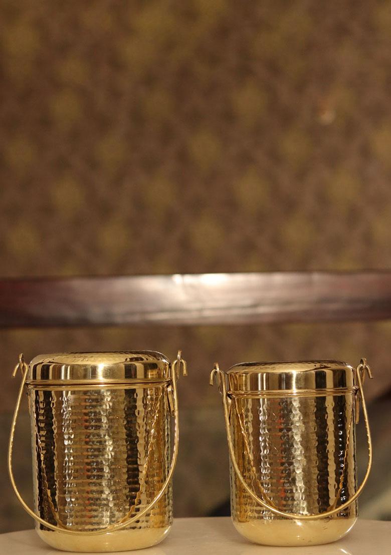 Gold Brass Milkpot With Dolu and Milk Can 1L