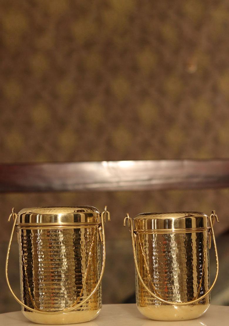 Gold Brass Milkpot With Dolu and Milk Can 1.5L