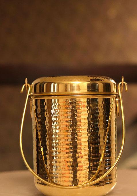 Gold Brass Milkpot With Dolu and Milk Can 2L