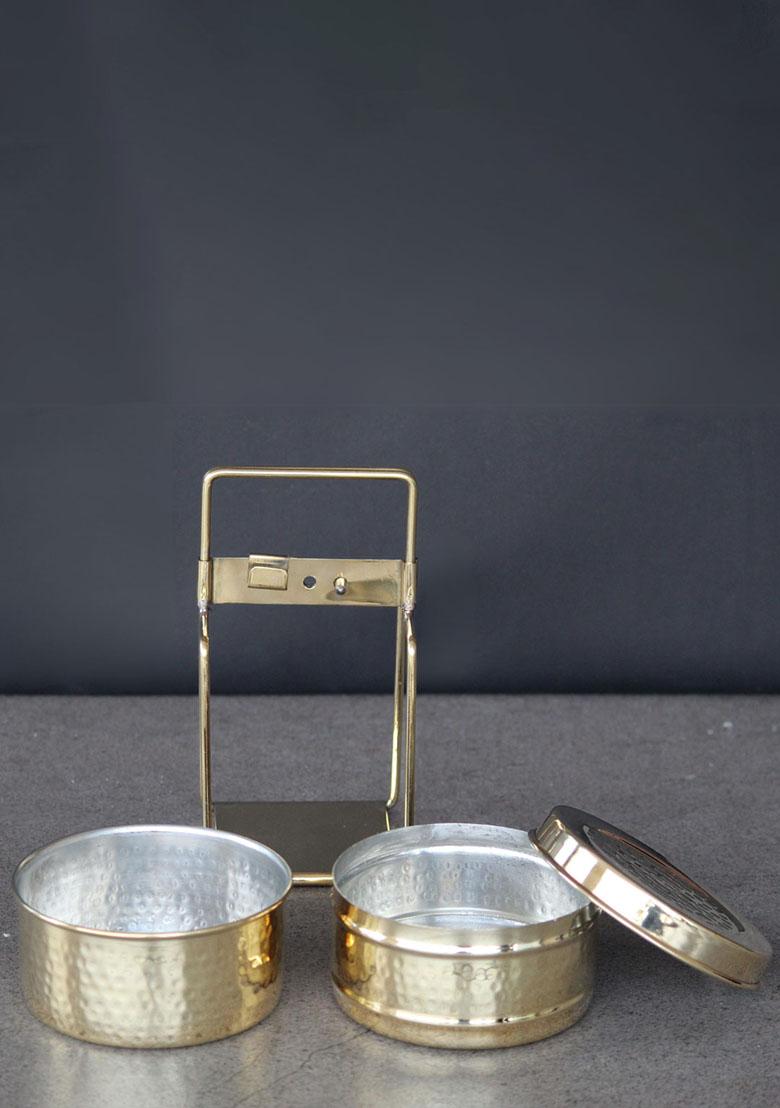 Gold Brass Tiffin Box 2 Box