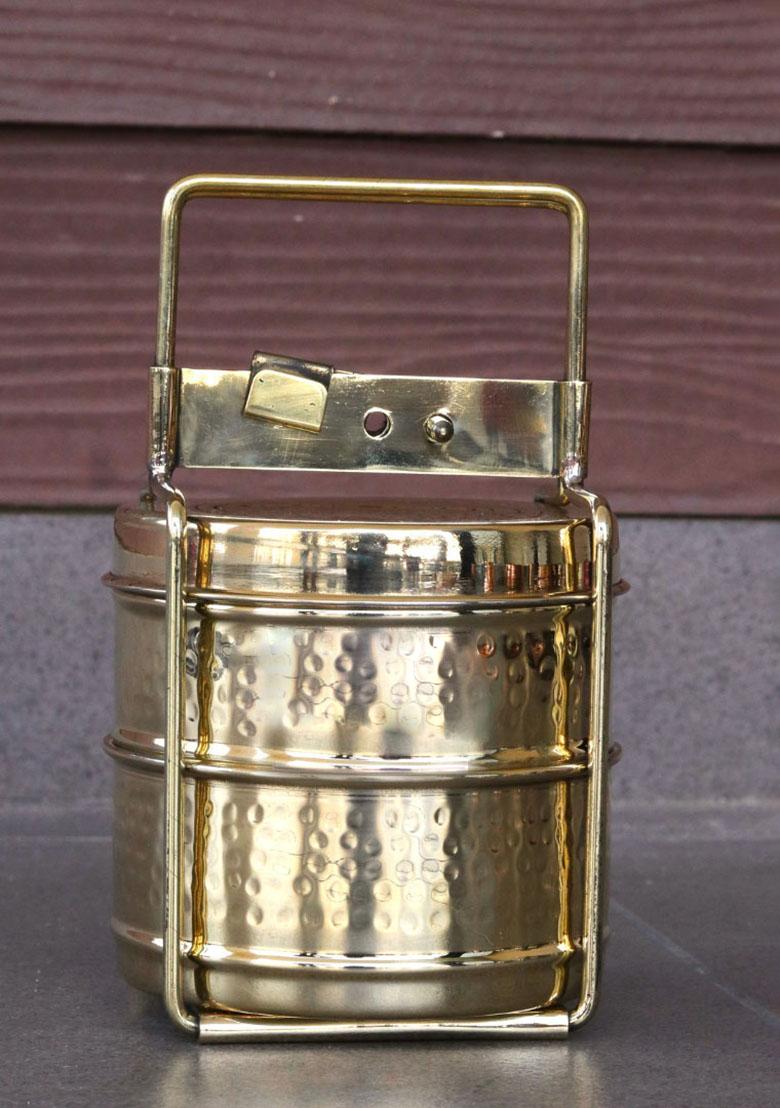 Gold Brass Tiffin Box 2 Box