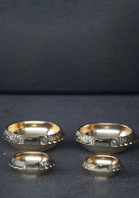 Gold Handcrafted Brass Diya'S (Set Of 4)