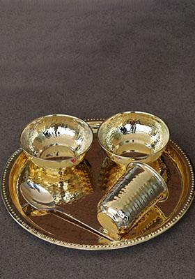 Gold Hammered Brass Plate Set