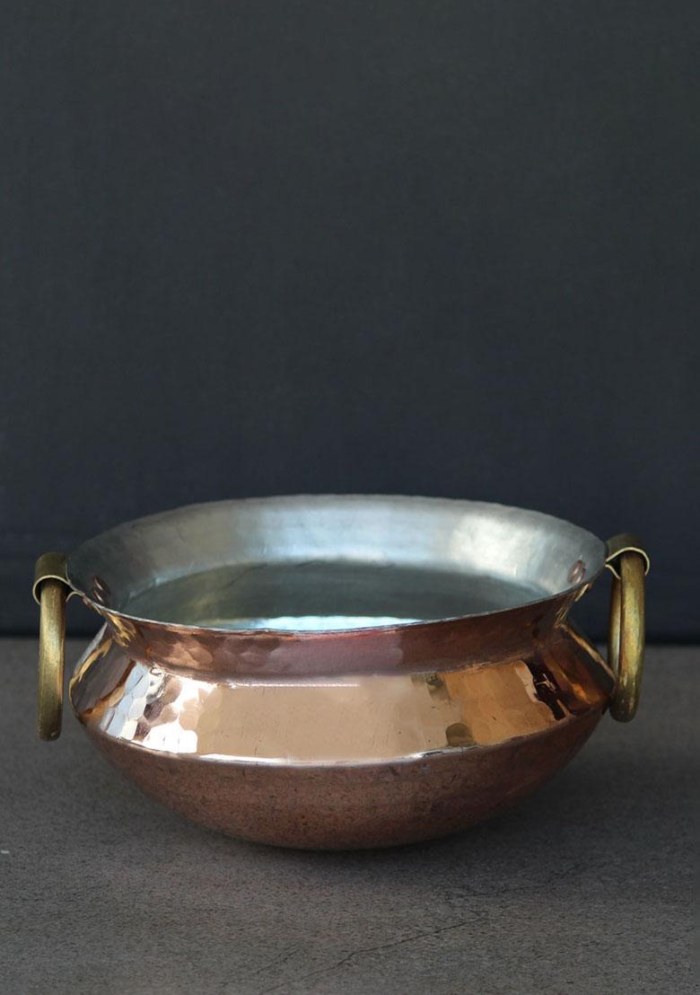 Copper Sipri Handi With Lid 2L
