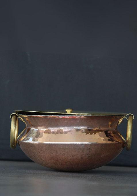 Copper Sipri Handi With Lid 3L