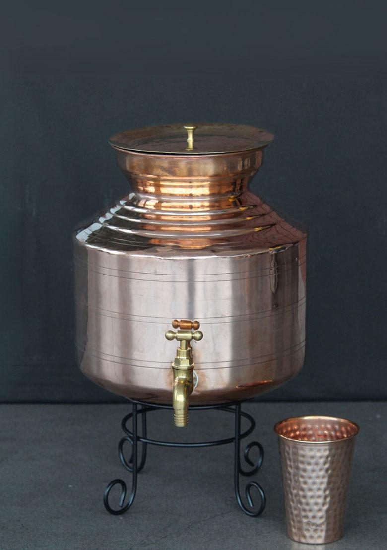 Copper Water Dispenser With Glass 10L