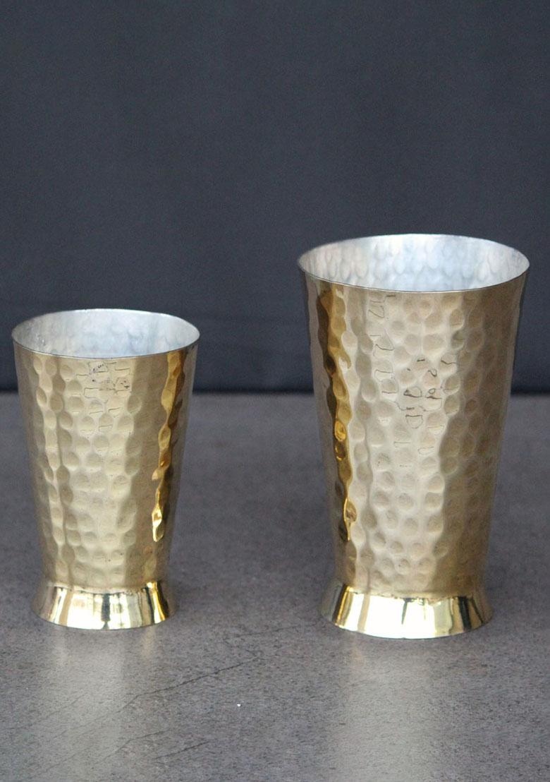 Gold Brass Glass Hammered Small