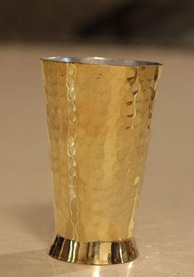 Gold Brass Glass Hammered Large