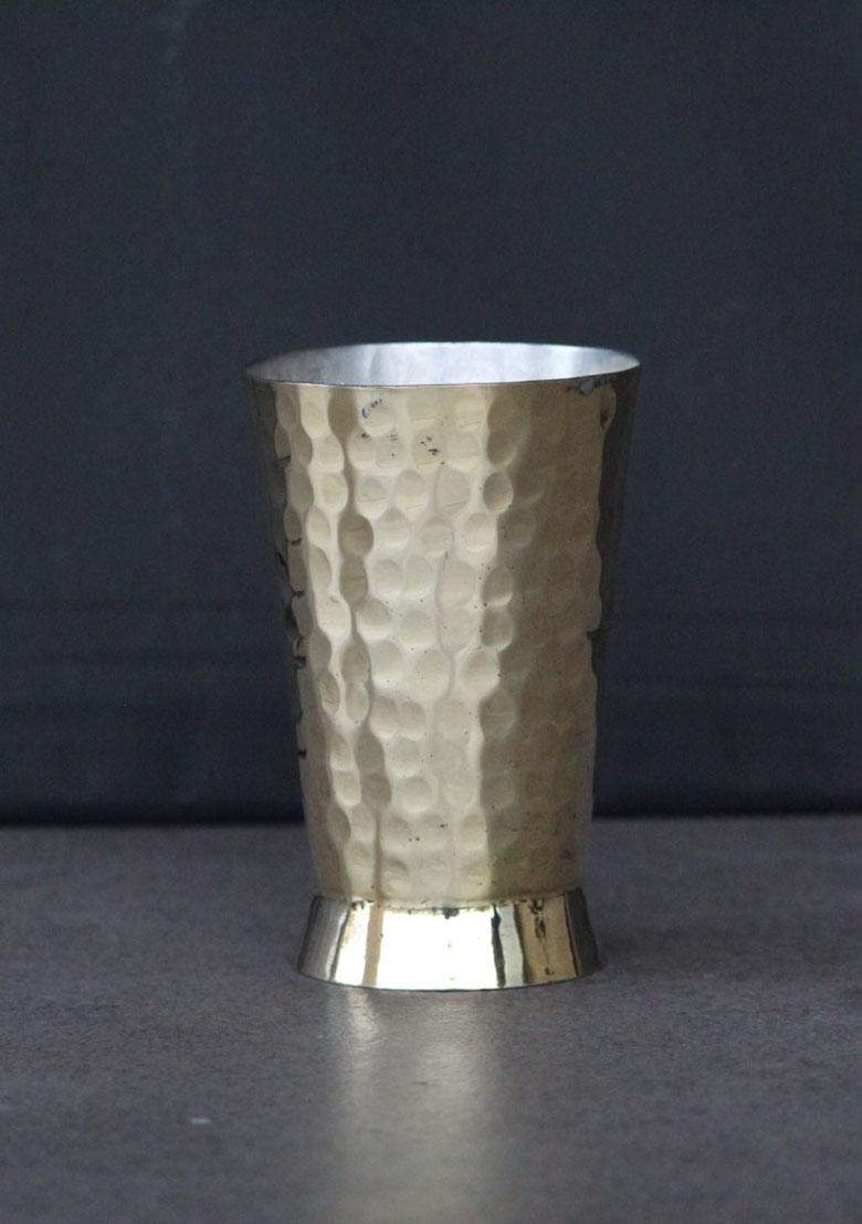 Gold Brass Glass Hammered Large