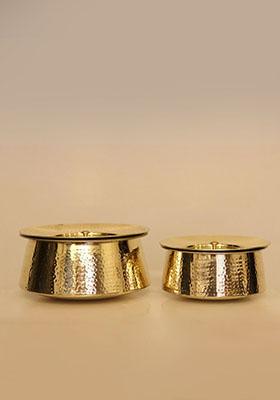 Gold Brass Mughlai Handi With Lid 3 Ltr