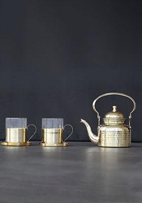 Gold Brass Teapot Set