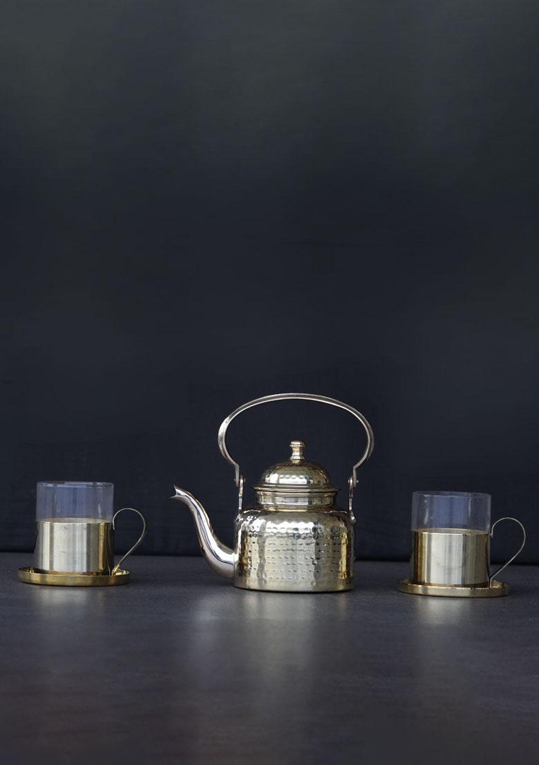 Gold Brass Teapot Set