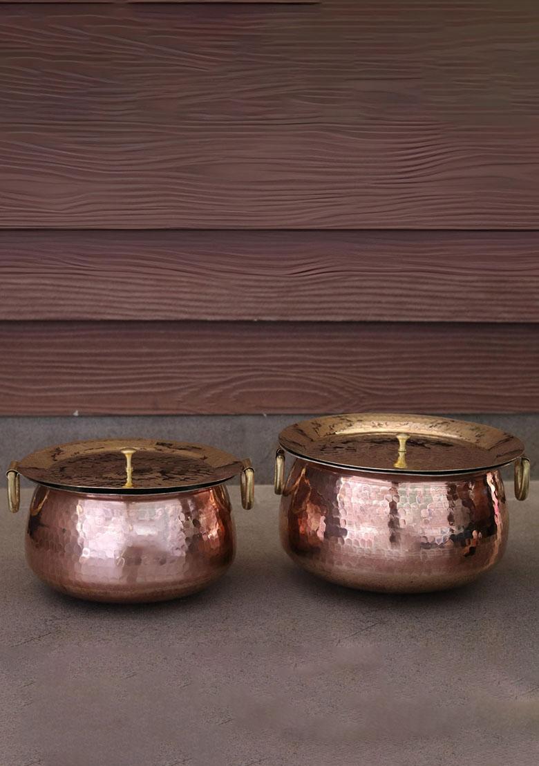 Copper Copper Mughlai Handi With Lid 4 Ltr