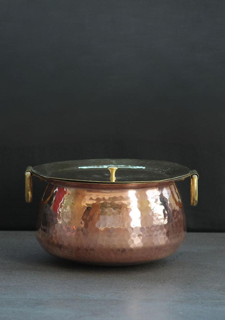 Copper Copper Mughlai Handi With Lid 6 Ltr