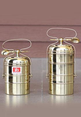 Gold Vintage Brass Tiffin 2 Box