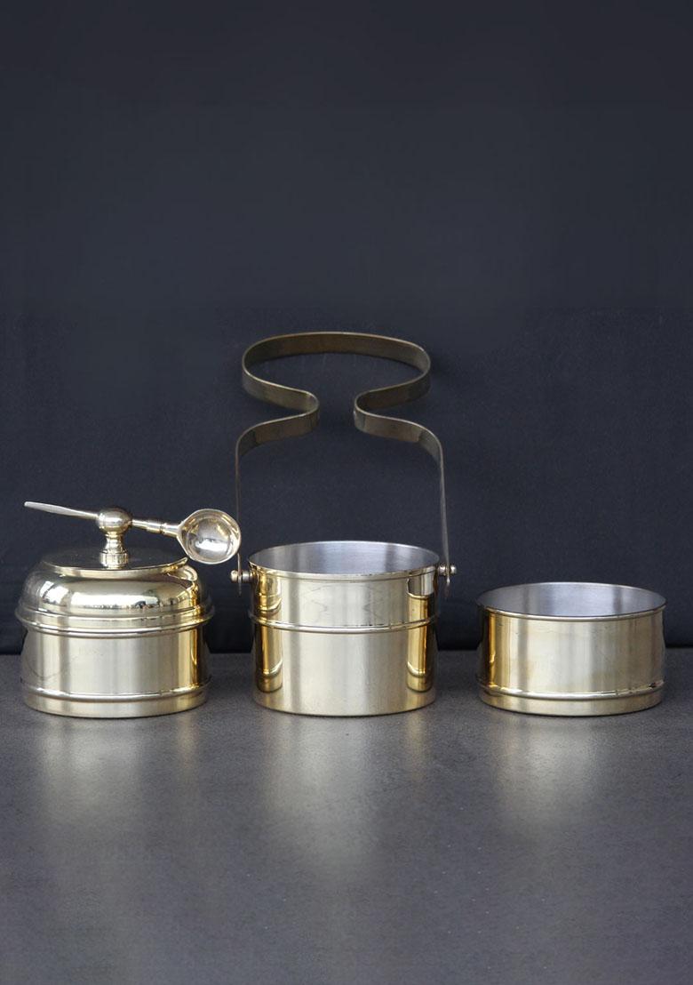 Gold Vintage Brass Tiffin 3 Box