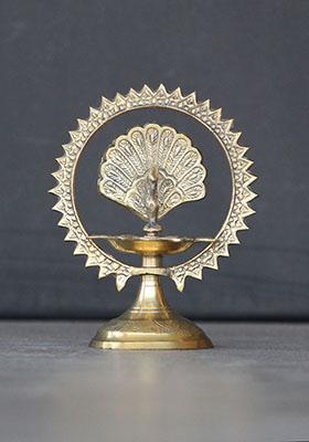 Gold Brass Stand Diya  Small