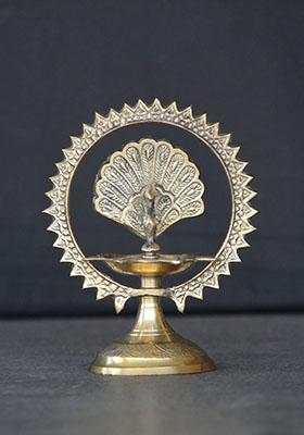 Gold Brass Stand Diya  Large