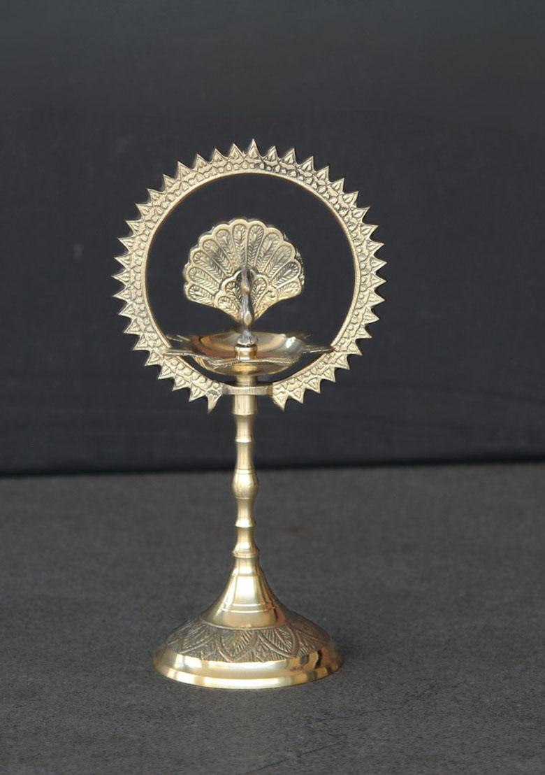 Gold Brass Stand Diya  Large