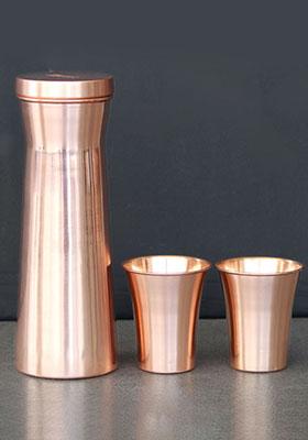 Copper Glossy Copper Flask Set