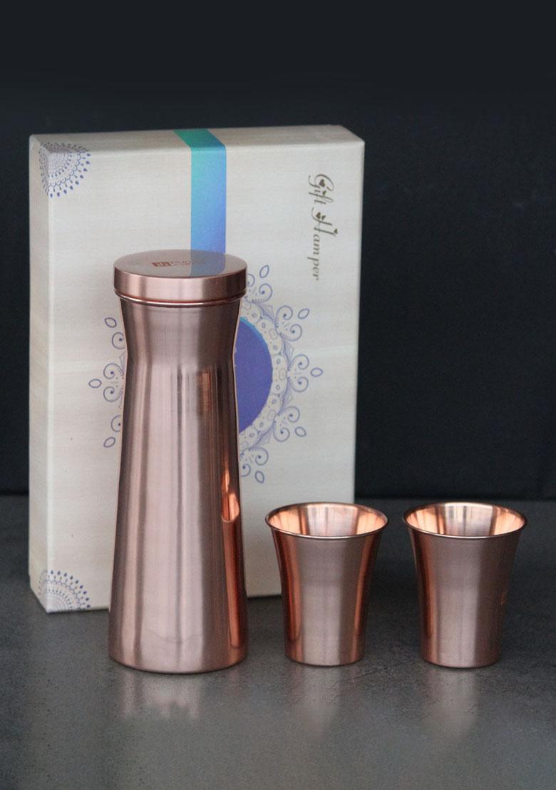Copper Glossy Copper Flask Set