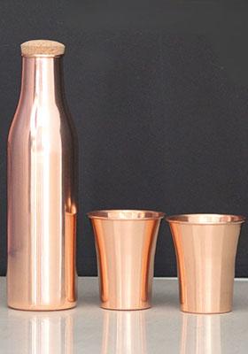 Copper Glossy Rounded Copper Bottle Set