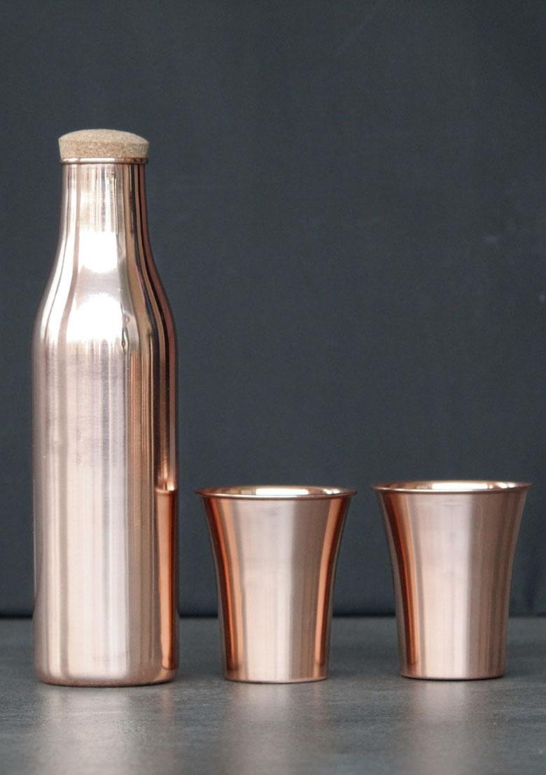 Copper Glossy Rounded Copper Bottle Set