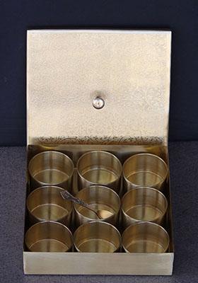 Gold Square Brass Masala Daani Spice Box