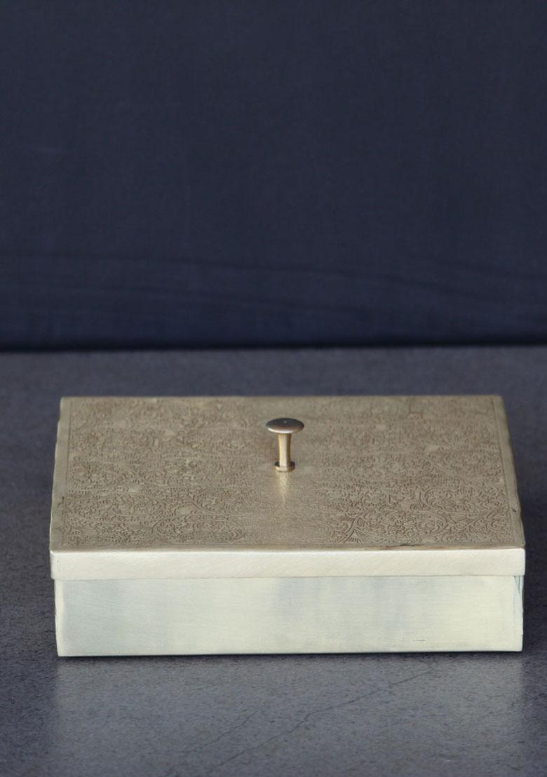 Gold Square Brass Masala Daani Spice Box