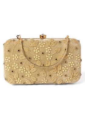 GIRL BOSS Beaded Clutch Purse, Gold Beaded Clutch, India