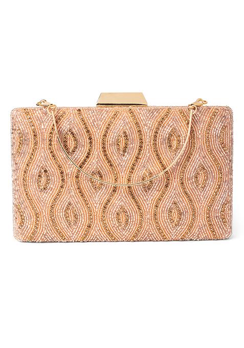 Pastel Pink Bead Embroidered Clutch