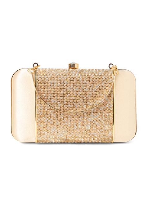 Ivory And Gold Embellished Clutch 