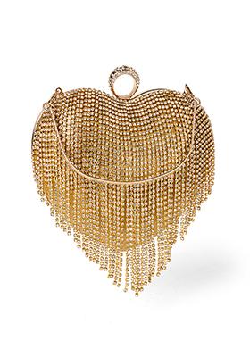 Gold Embellished Fringe Clutch