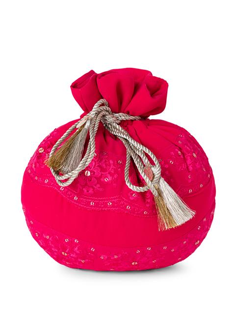 Hot Pink Sequin Embroidered Potli