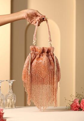 Orange Bead Work Potli Bag