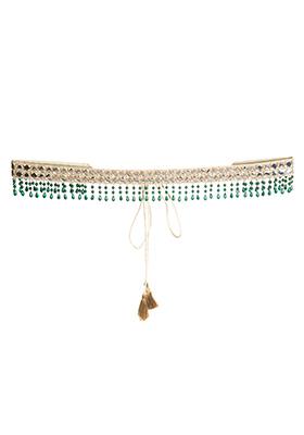 Gold Green Tasselled Mirror Belt
