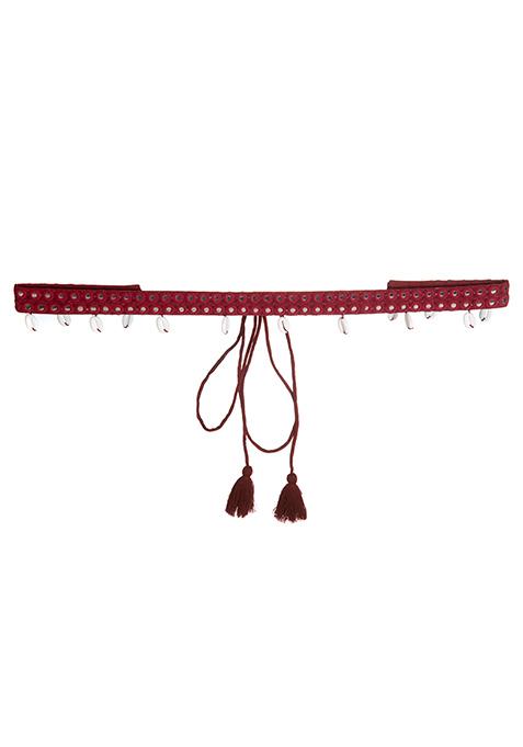 Maroon Mirror Shell Belt 