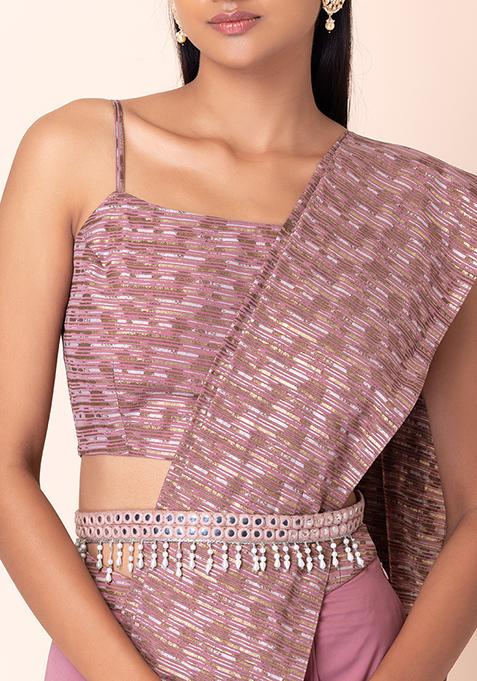 Pink Mirror And Pearl Fringe Belt